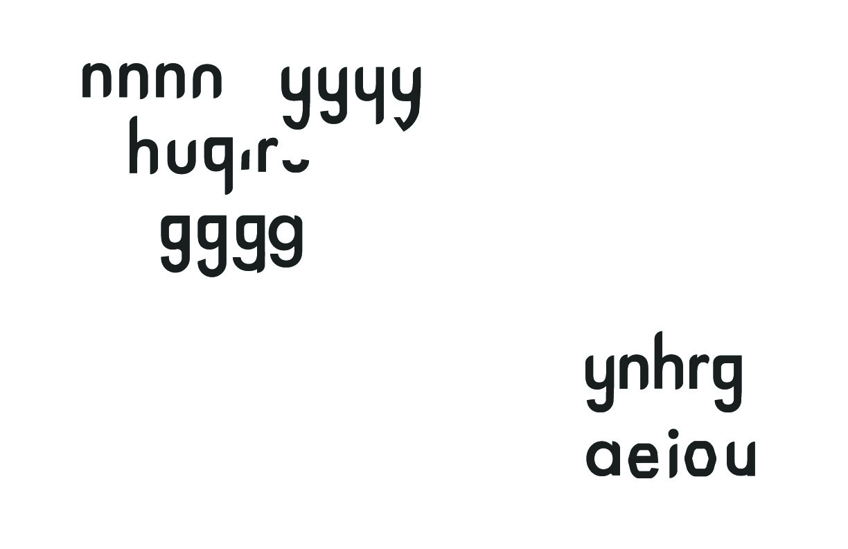 Step 2: Futura Medium was chosen and slick, leaf shapes were initially pursued. However, as I began the vowels a new trend began to emerge: the hexagon.