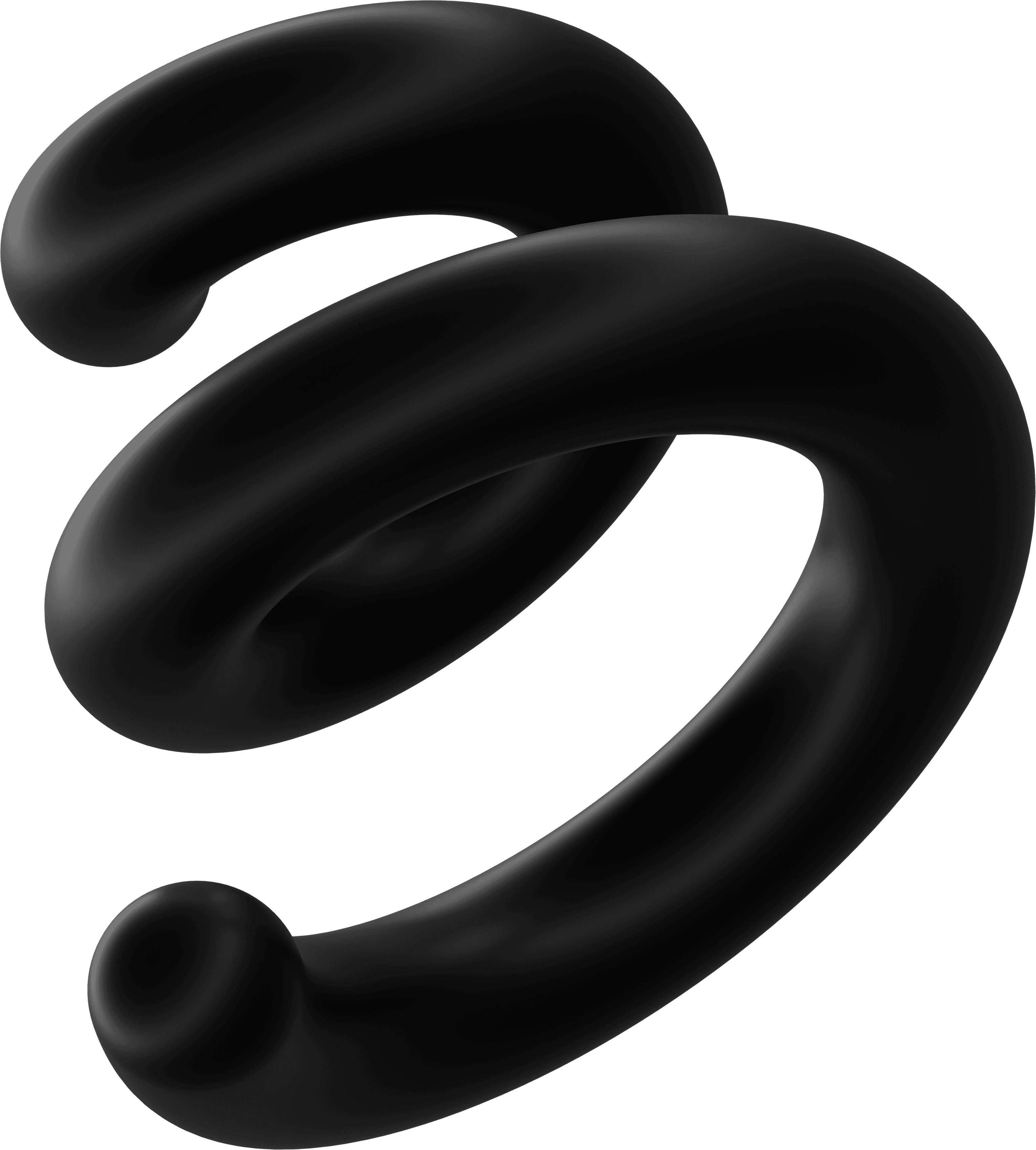 Black swirly smoke trails on solid black background with smooth curvy shapes.