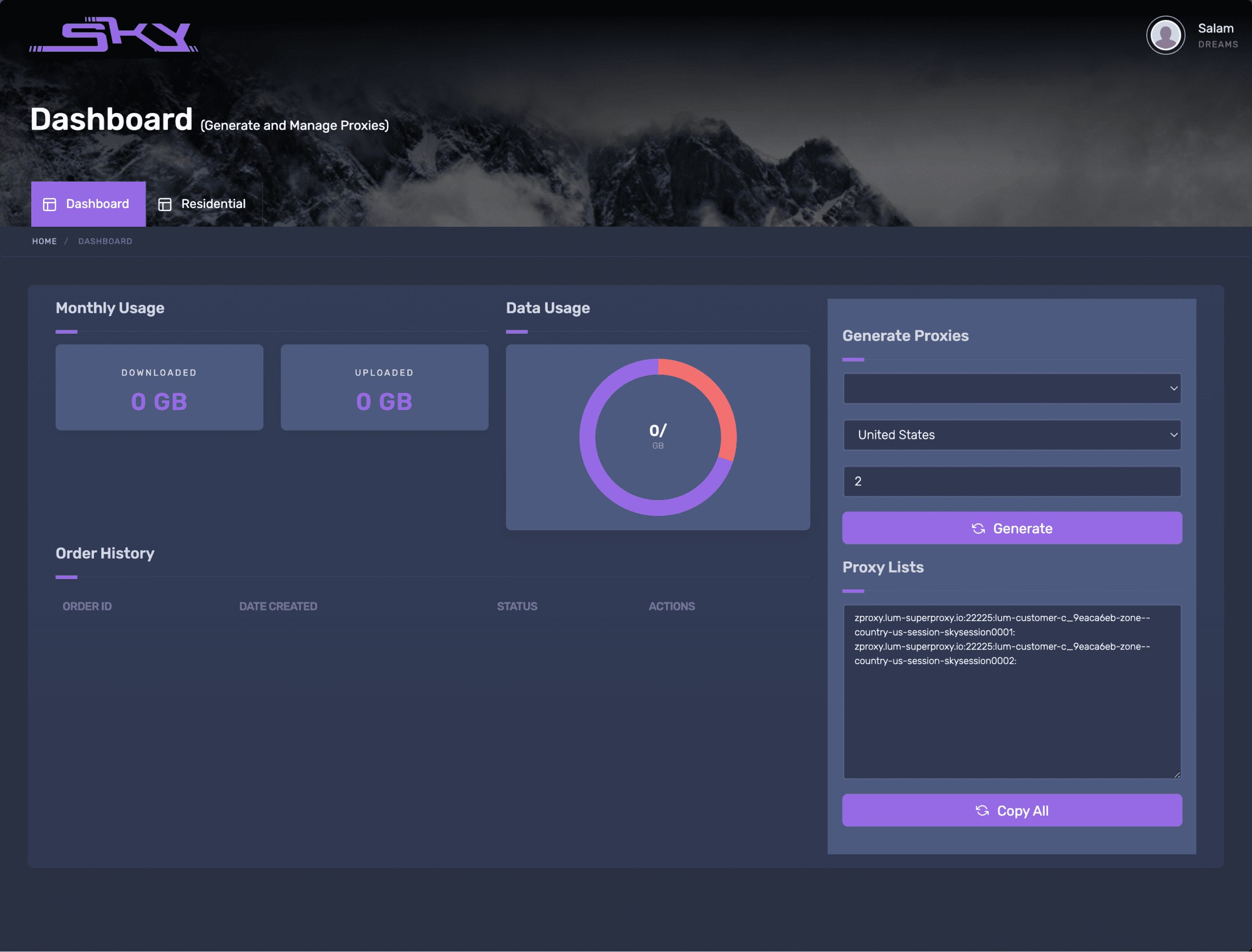 CMS-Dashboard page for skyservices website developed & designed by Dreams Agency Mississauga, Ontario