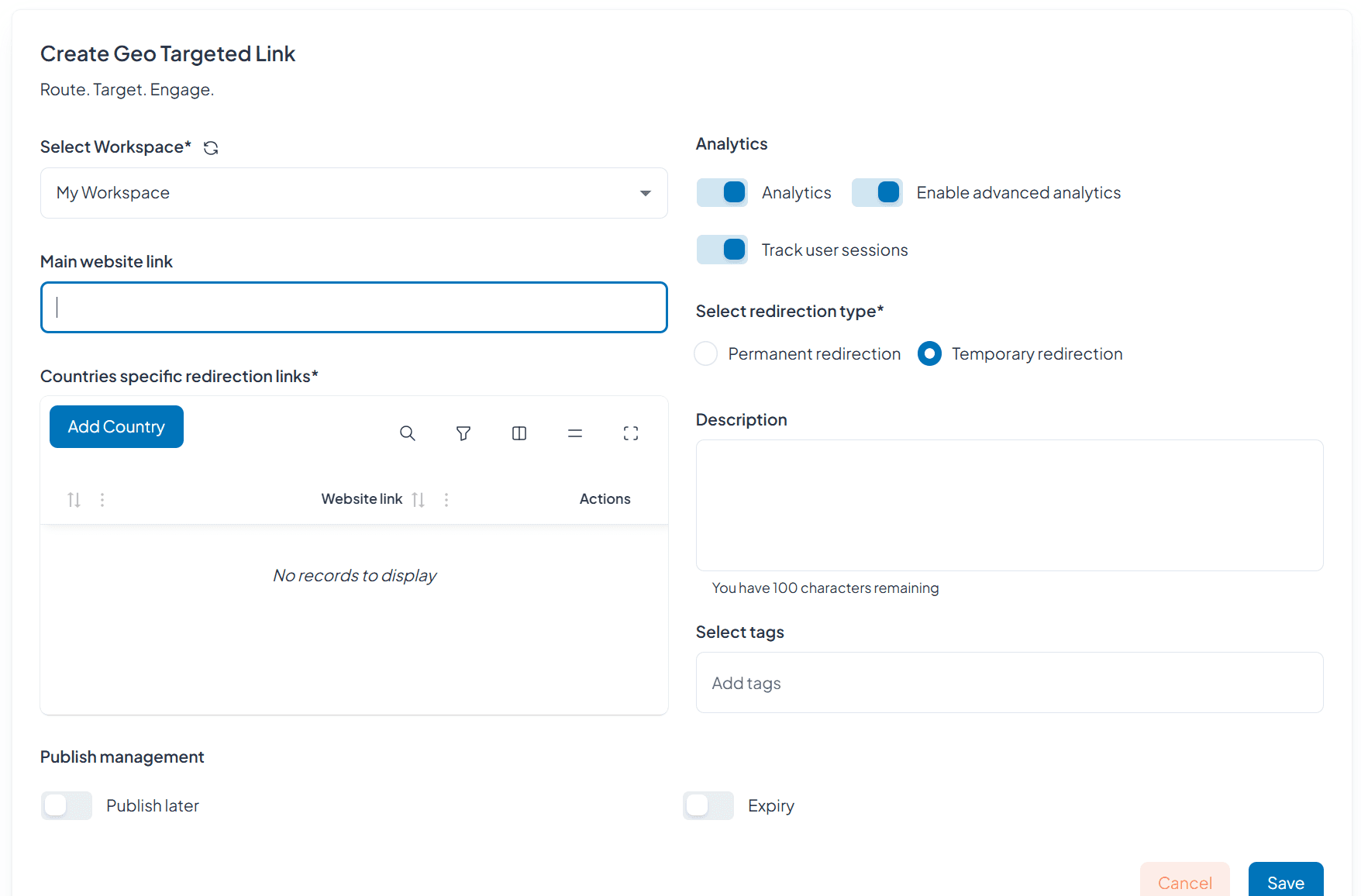 Countrywise Short URL