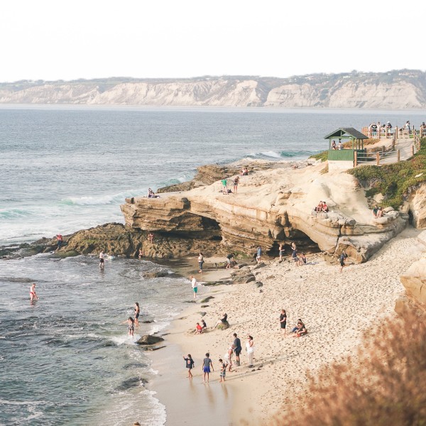 Photo of a beach and cliffs