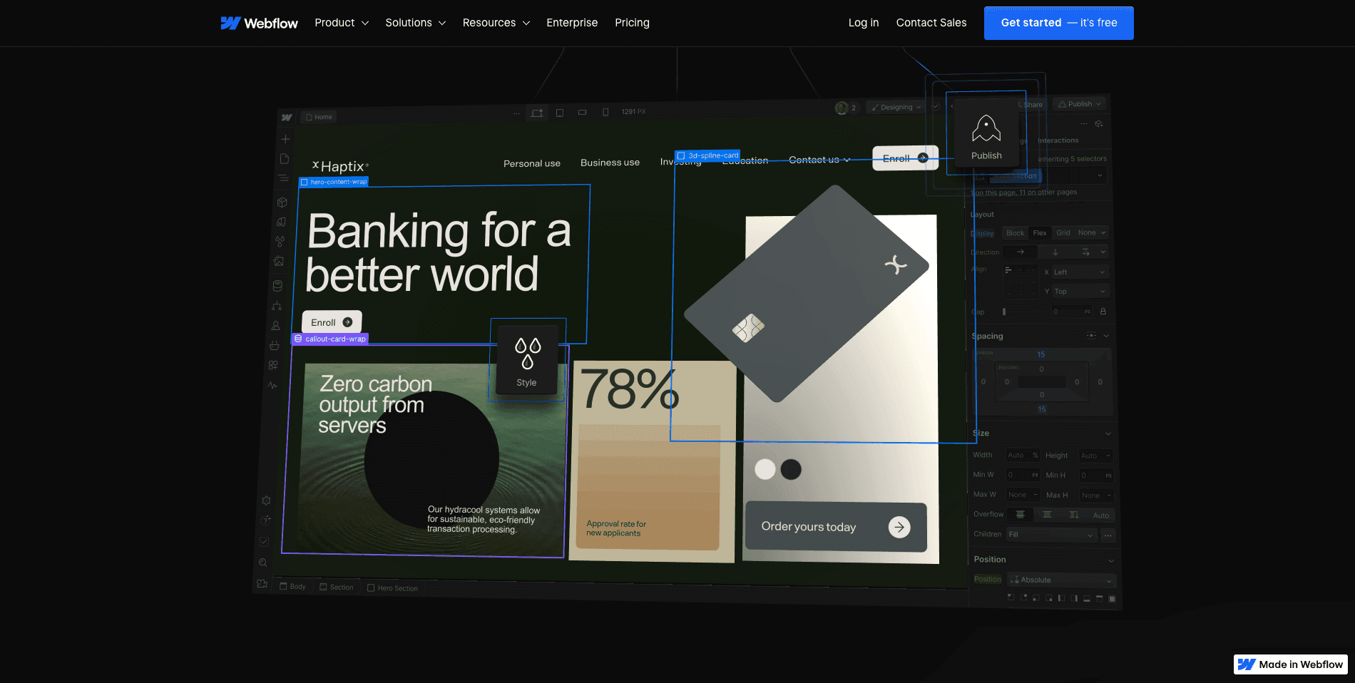 Webflow Visual Web Designer UI