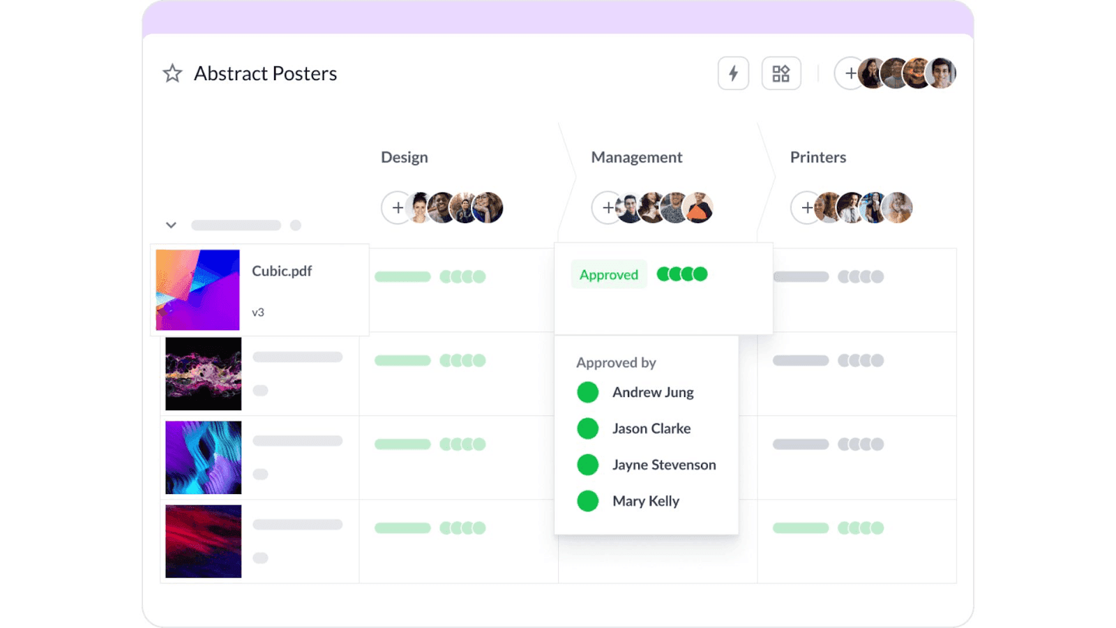 Filestage's project approval and progress tracking dashboard