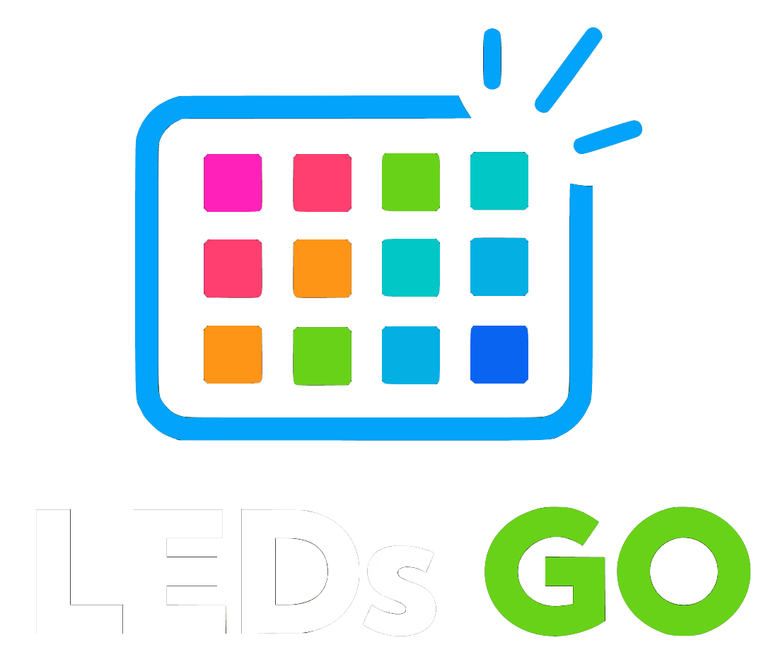 LEDsGo Logo. Abstrakte Videowall