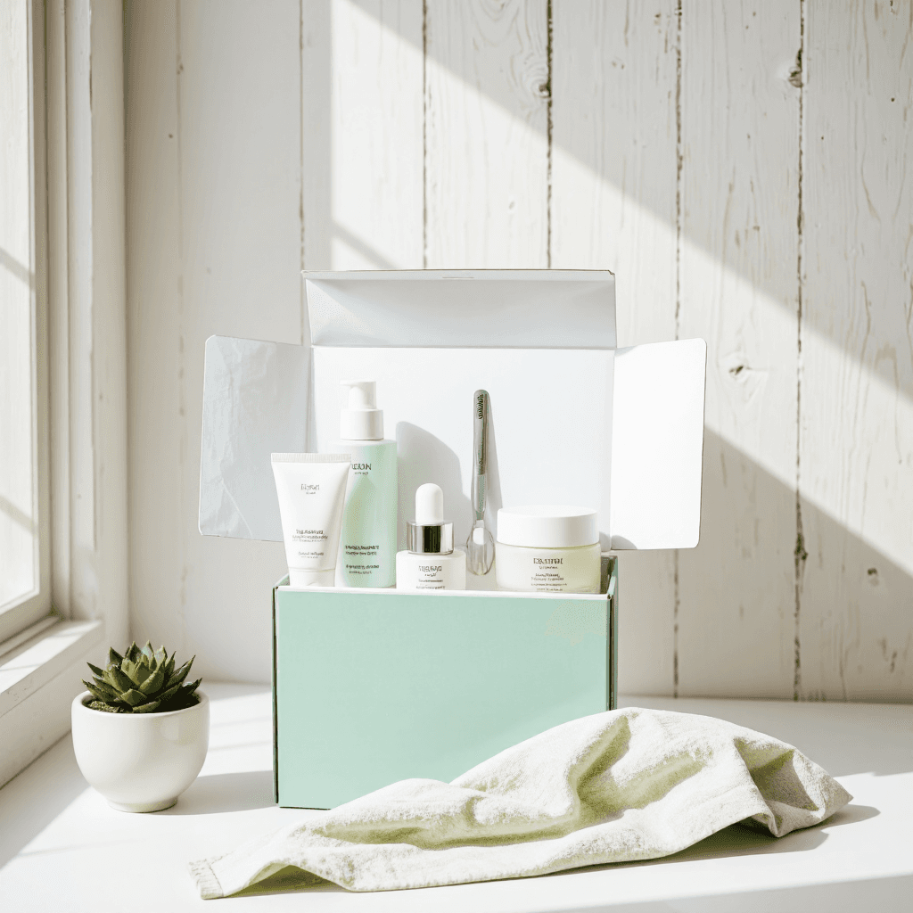 product photography of a kit of skincare products for personal care