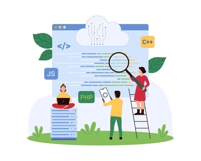 An illustration depicting the concept of static code analysis tools.