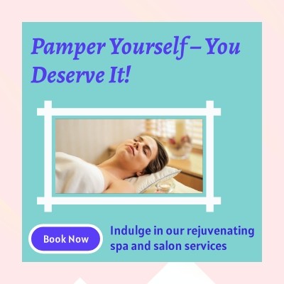 Template free spa and salon service banner with book now button generated with Sivi AI