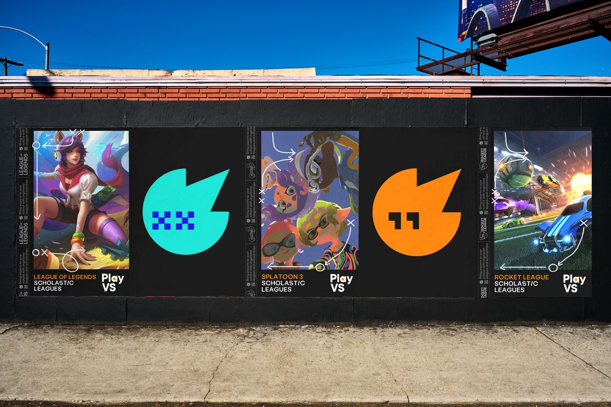 Streetside billboard with flyposters of the Batch.Works brand and illustrations