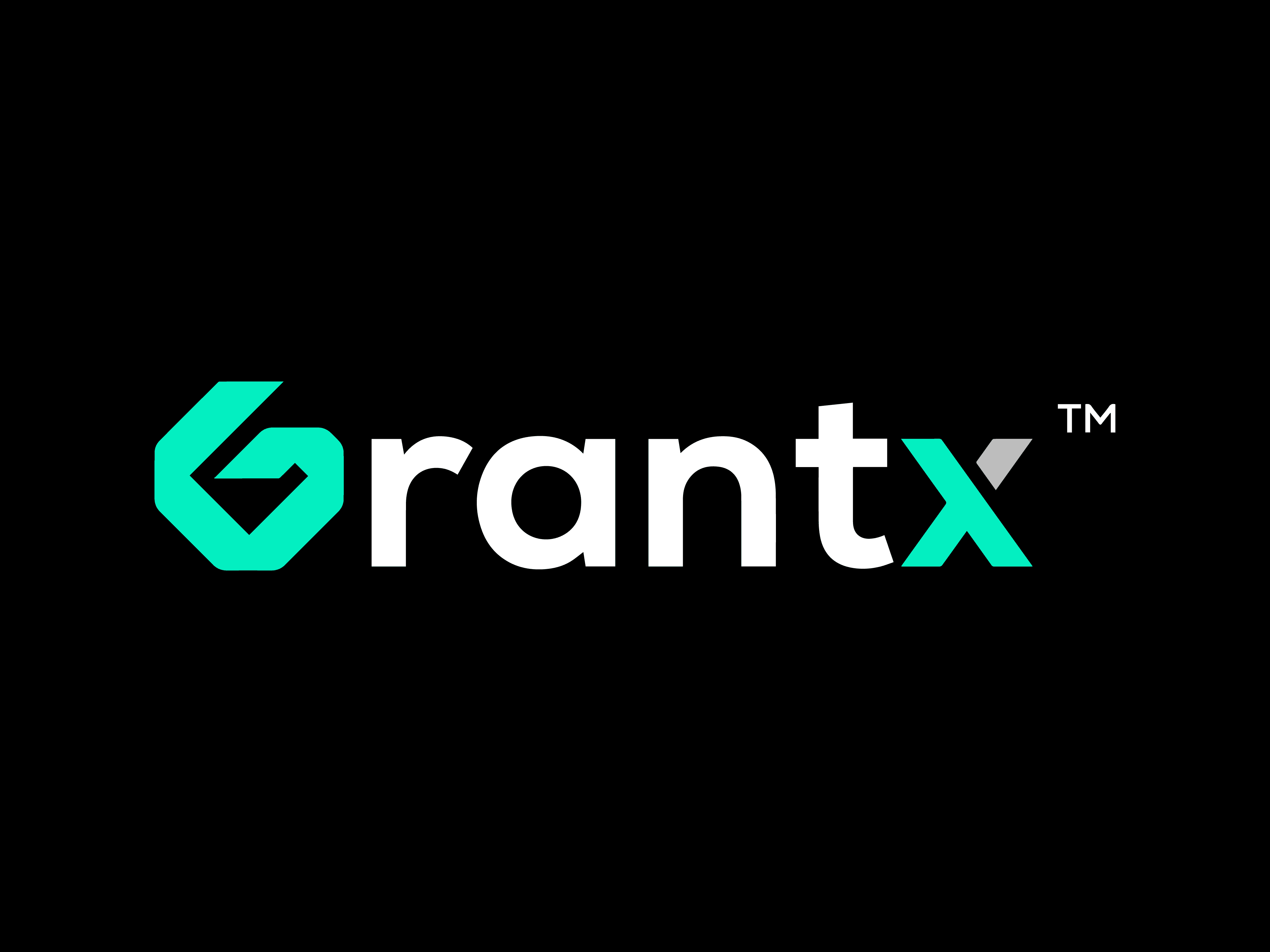 Grantx logo on a black background.