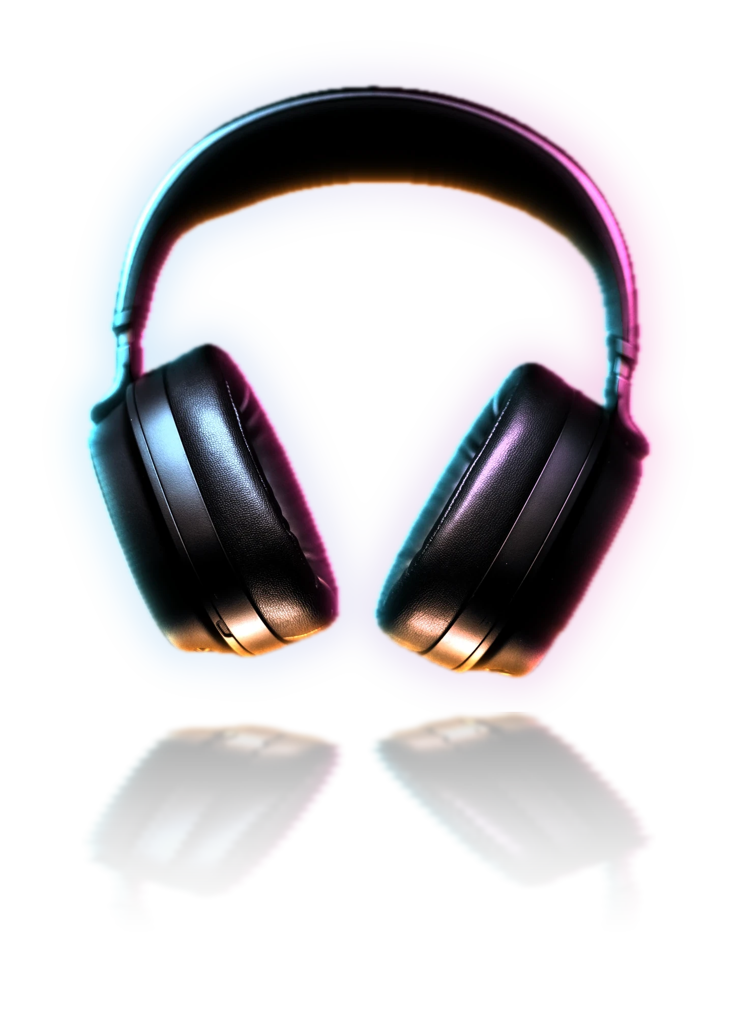 SODIUM ONE over-ear headphones, matte black, lit by neon