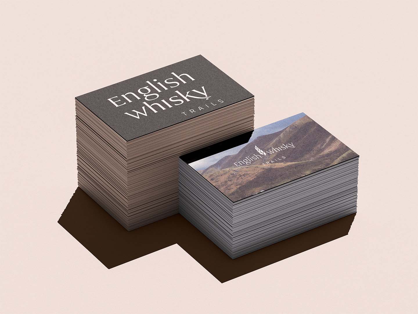 Whisky business card designs - black and photography of a mountain