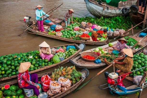 Mekong floating market scene