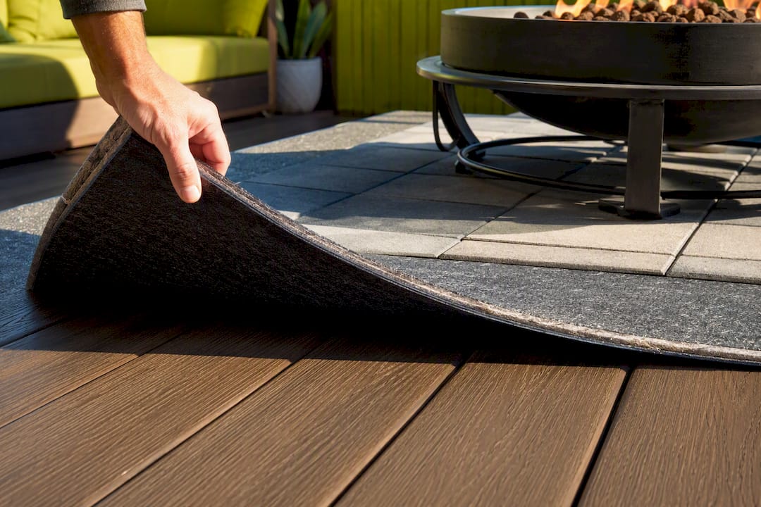 Heat barrier lifted above deck pavers