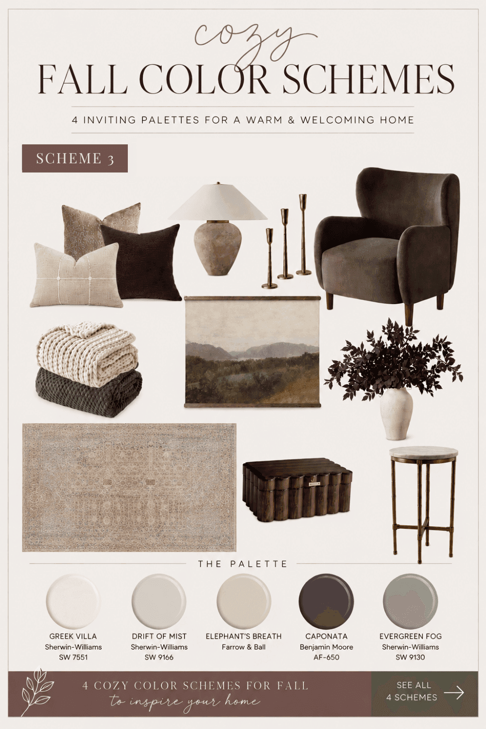 Cozy Fall Home Decor in Brown, Plum and Green