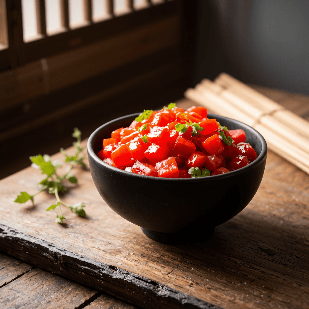 product photography of a bowl of fermented vegetables, typically used as a side dish in Korean cuisine