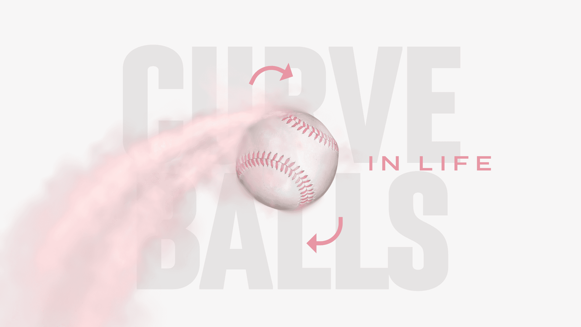 Baseball ball coming in as a curveball, conceptualizing it into life