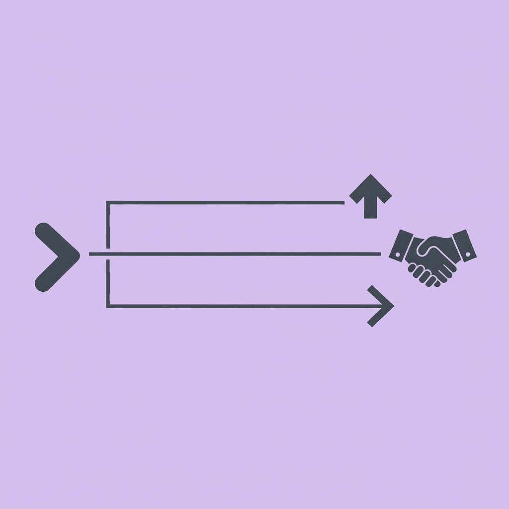 Two paths showing customer churn versus customer retention and growth