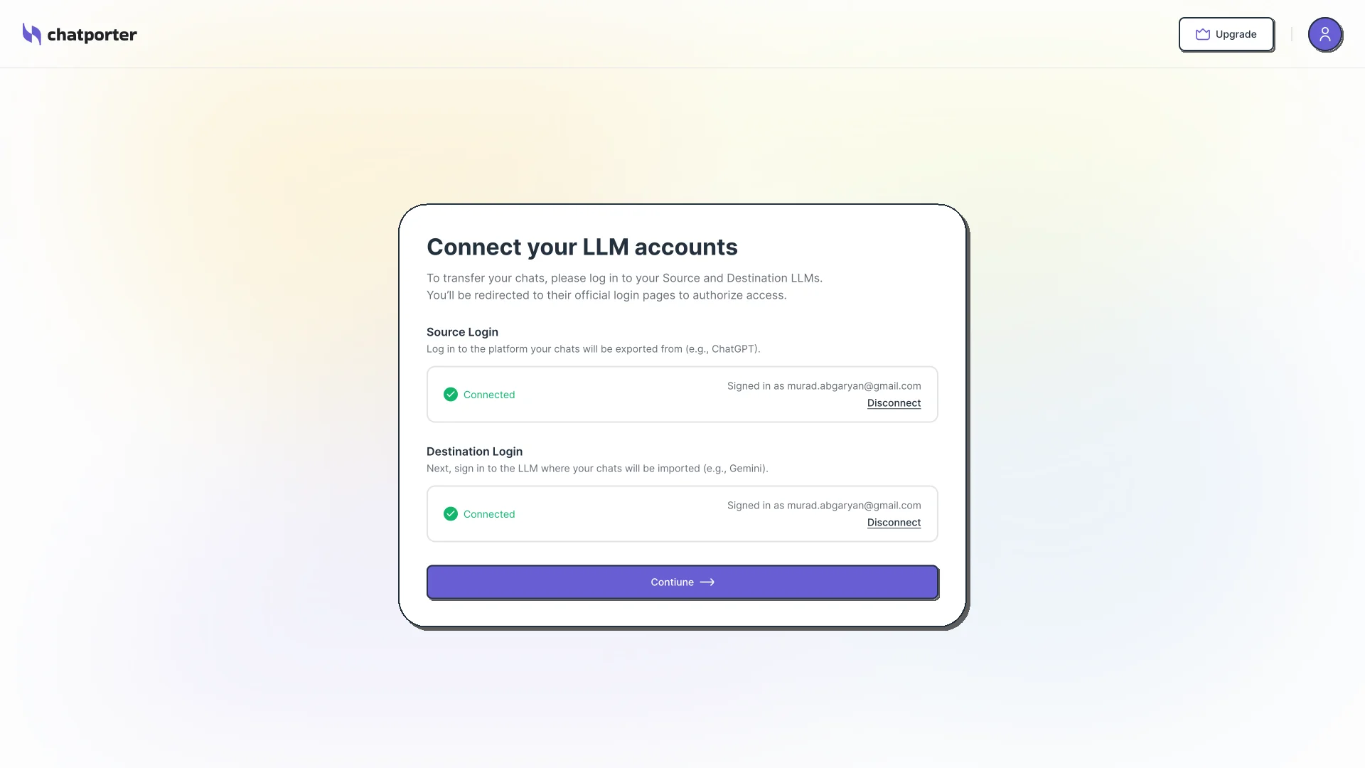 Connect LLM accounts