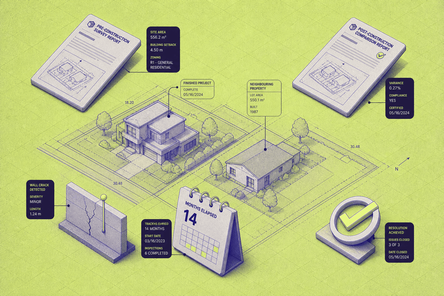 Dilapidation Report Illustration. Defect, Time, Reports
