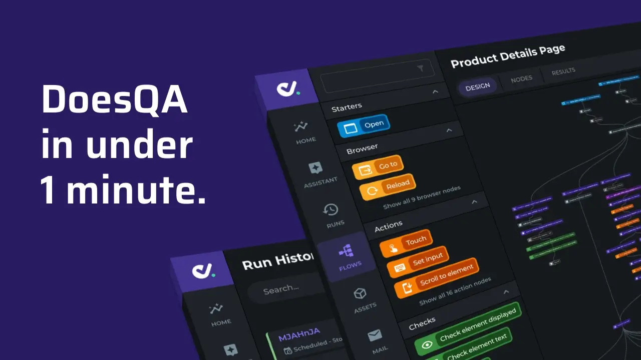 DoesQA in under a minute. Product video showing the DoesQA flow builder.