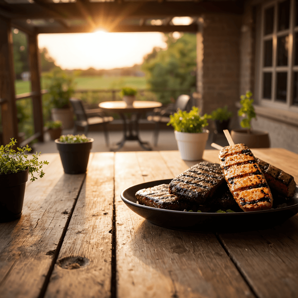 product photography of Gourmet grilled food