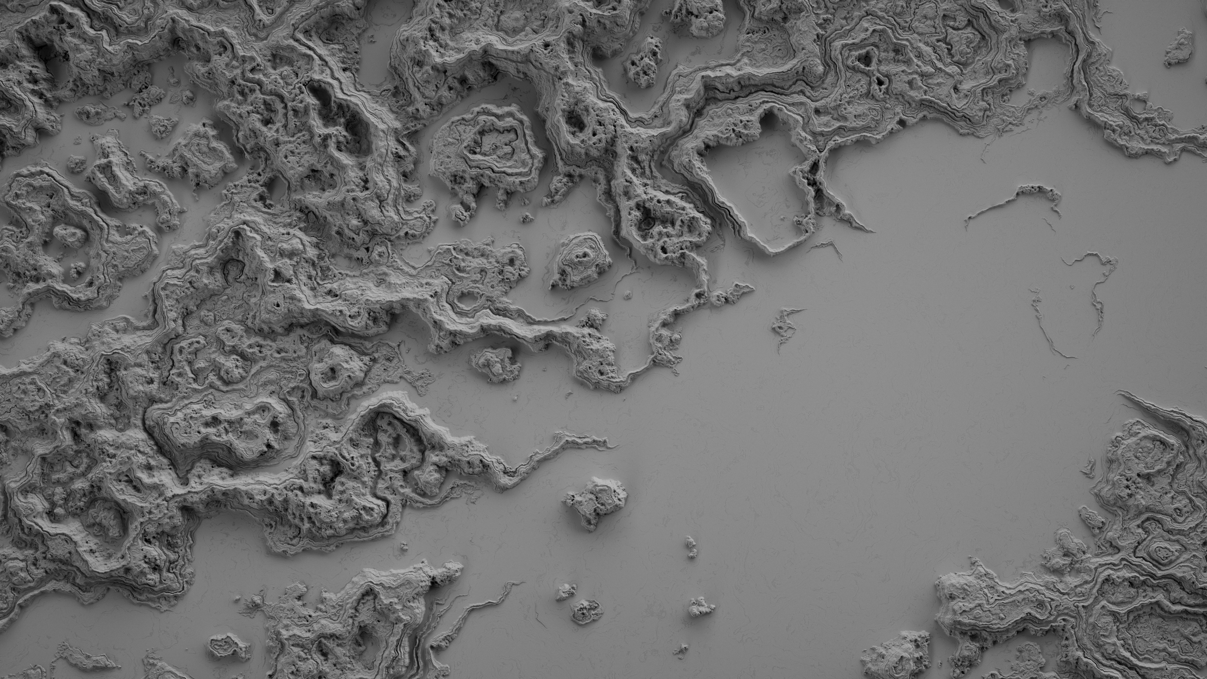 Abstract topographic map with rough textures and smooth water