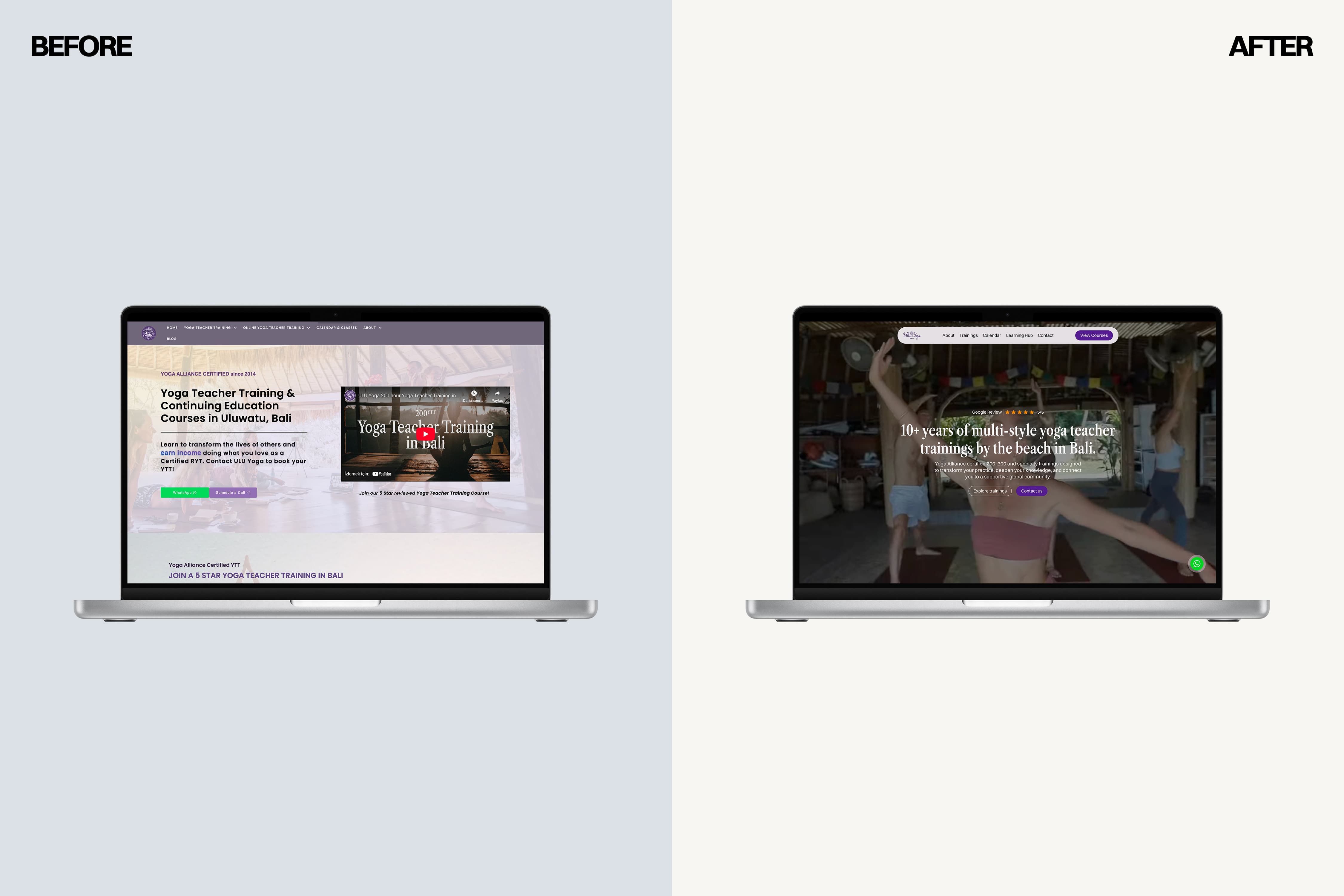 Yoga website redesign Bali training