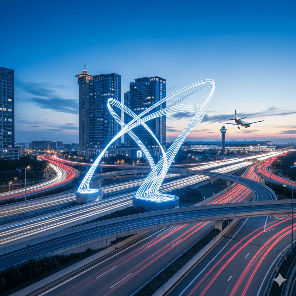 High-speed expressway infrastructure and highway intersection near Sector 111 Gurugram.