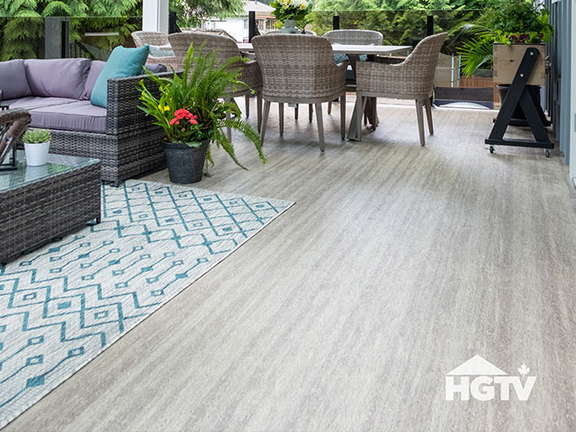 Duradek waterproof vinyl decking used by HGTV