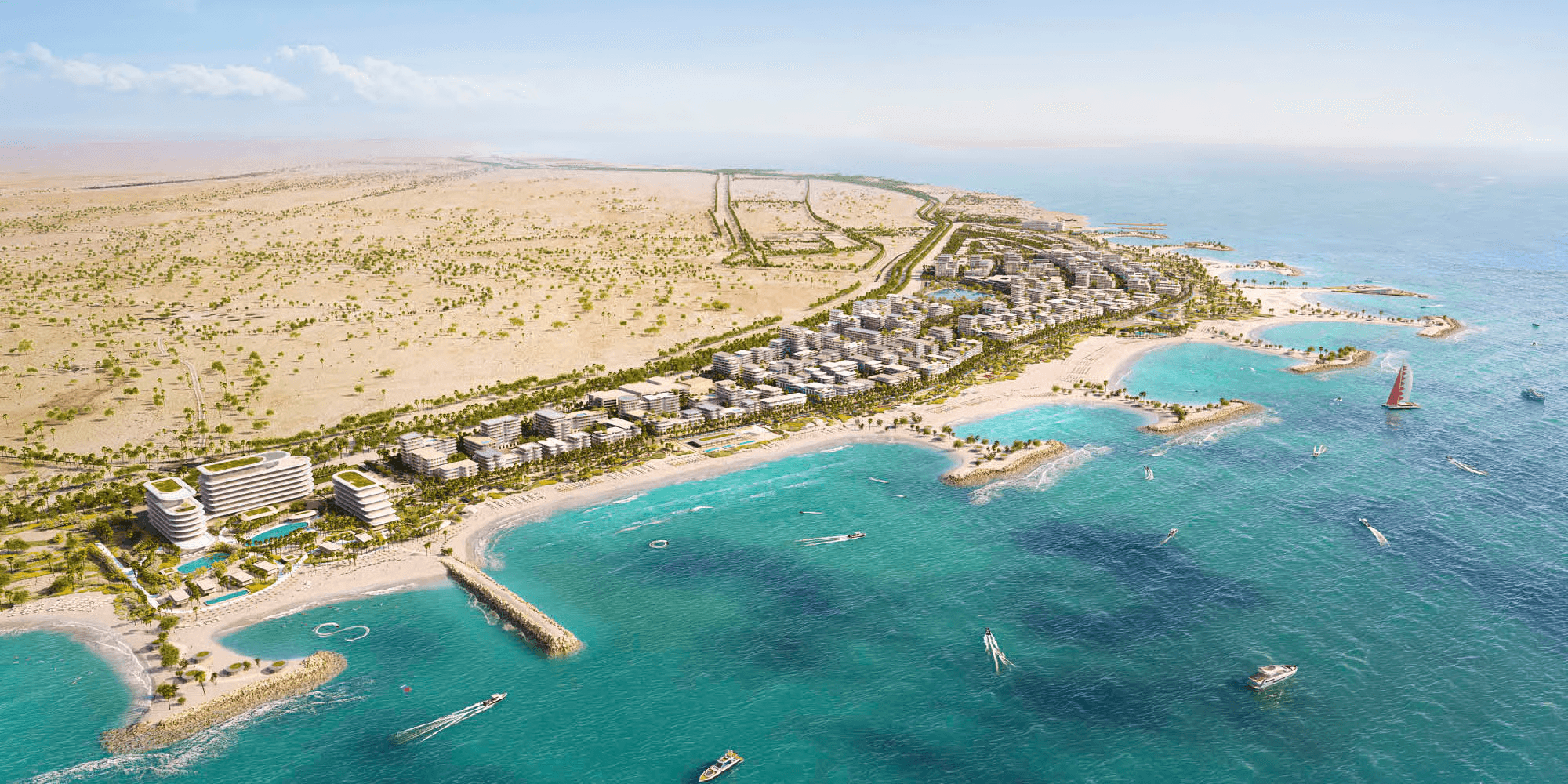 Development view of Bilal Al Jazayer a mega project in Bahrain, supported by financial modelling
