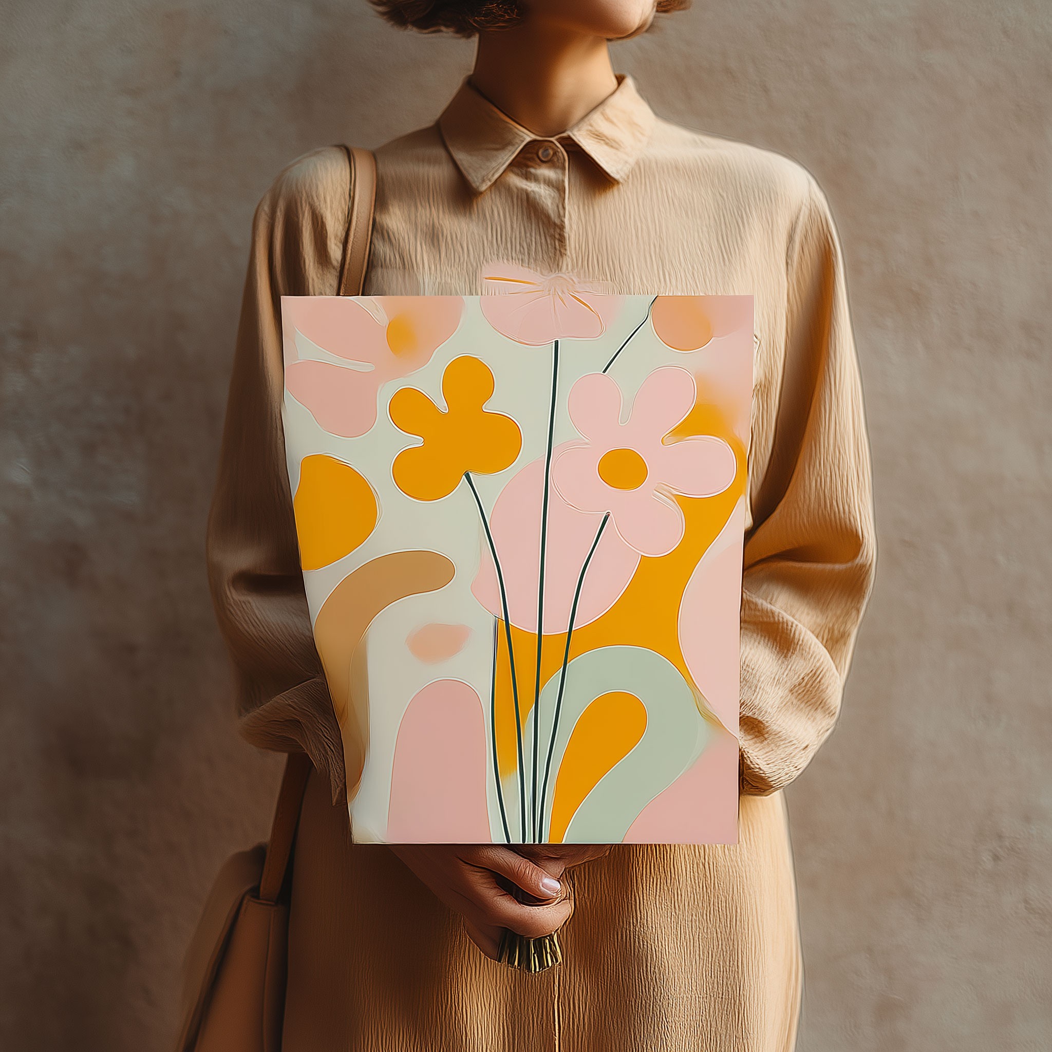 Bouquet on table with scattered petals.
