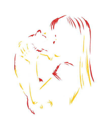 girl with cat silhouette
