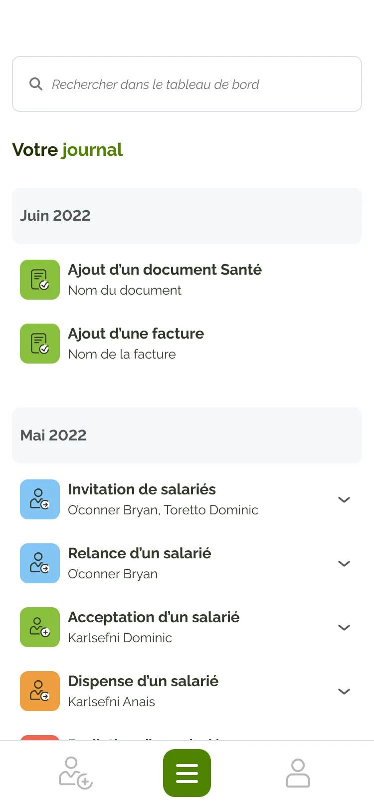 Version mobiles du journal des demandes