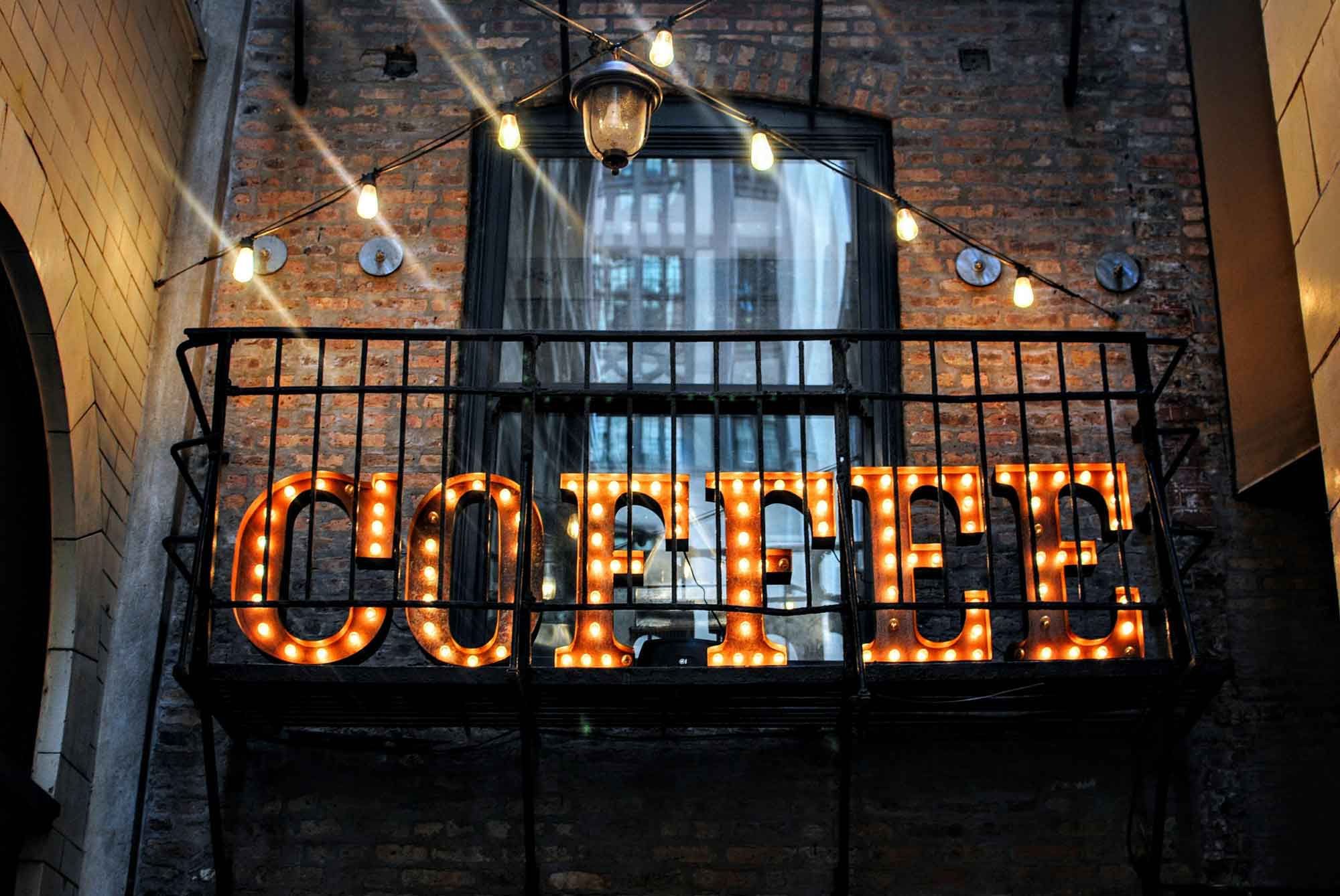 Coffee sign near Catalyst West Loop Chicago Apartments