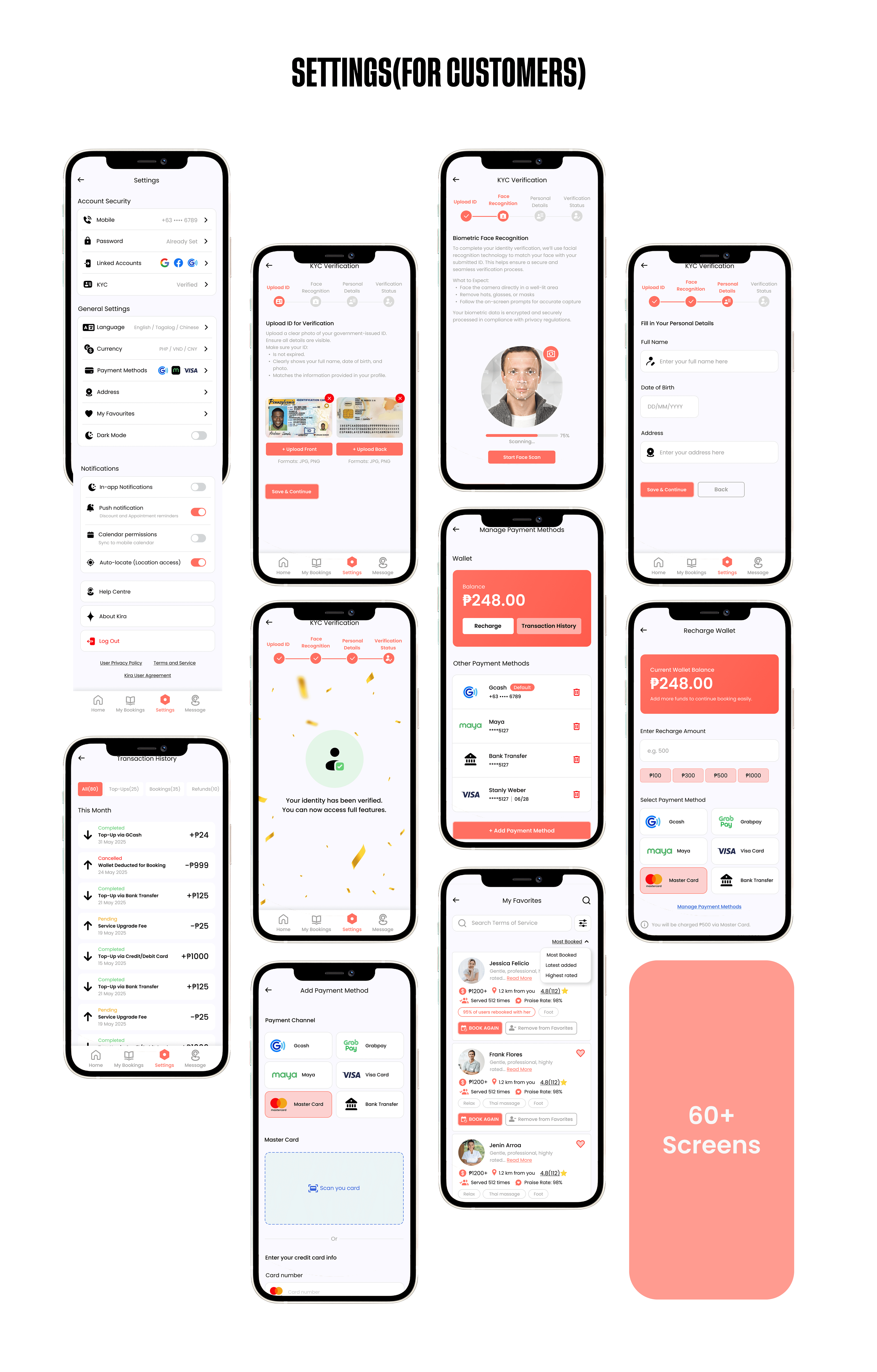 Settings Screens (For Customers)