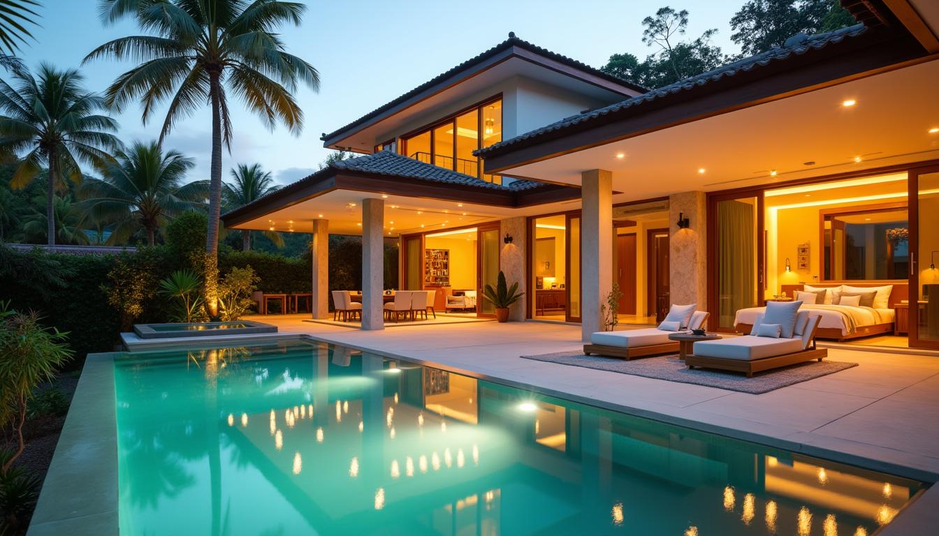 Beautiful Villa with Private Pool Evening Photo