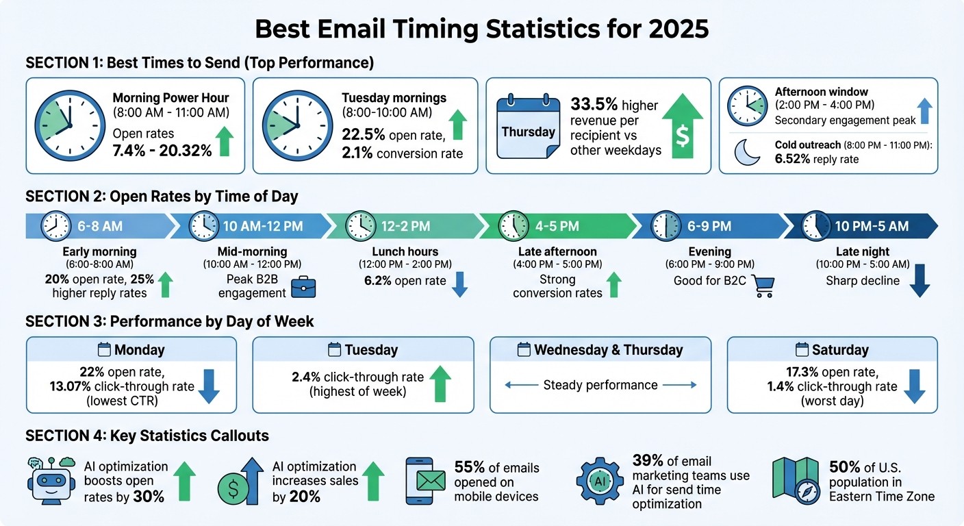 Best Email Timing Statistics for 2025: Open Rates by Day and Hour