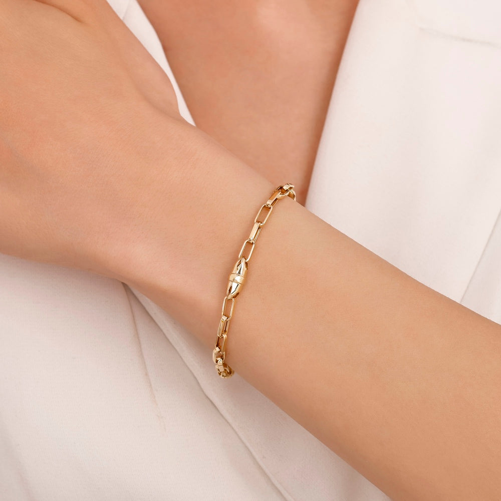 Assos Pırlanta 14 Ayar Altın Modern Tasarım Erkek Zincir Bileklik