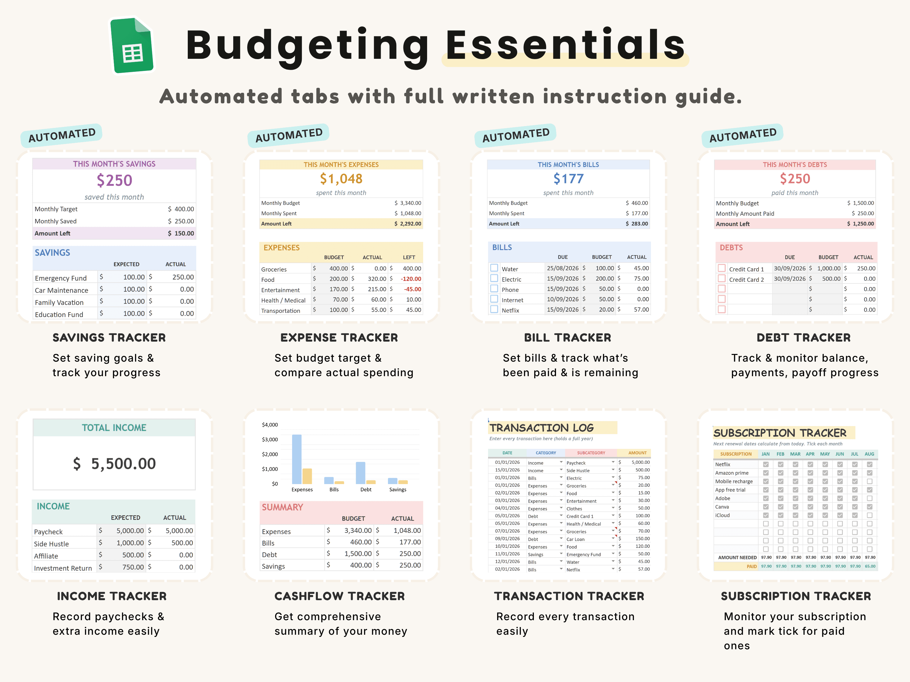Budget Planner Notion template preview