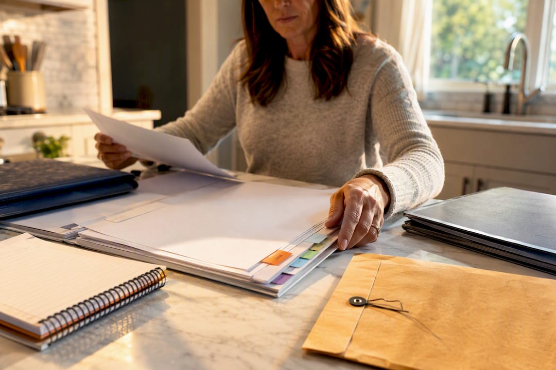 Caregiver organizing ABA appeal documents