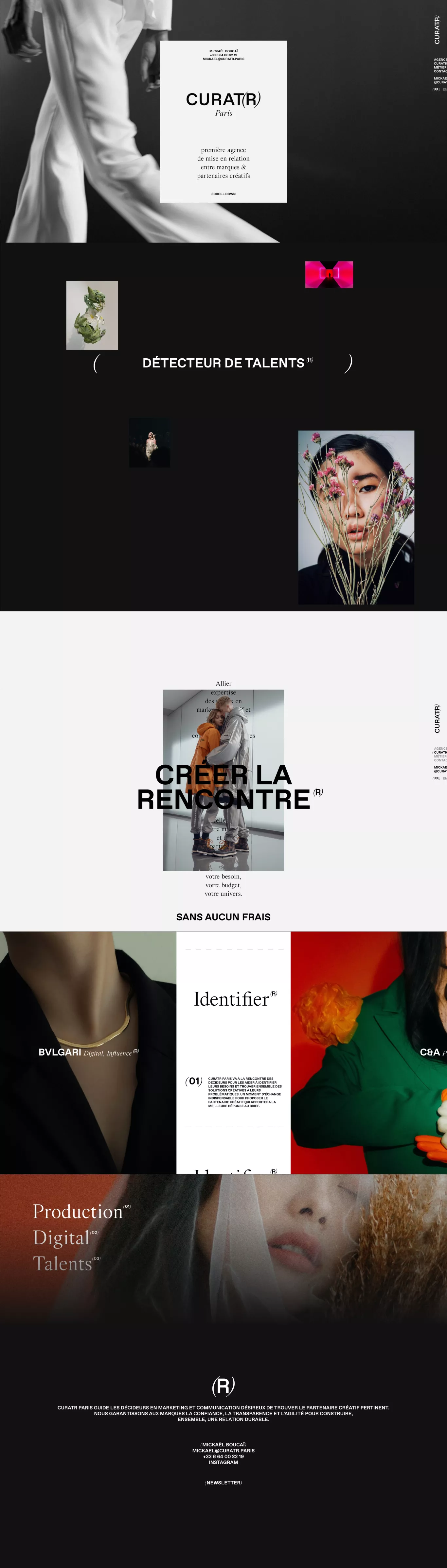 CURATR Paris portfolio page screenshot showcasing Photography and Design design