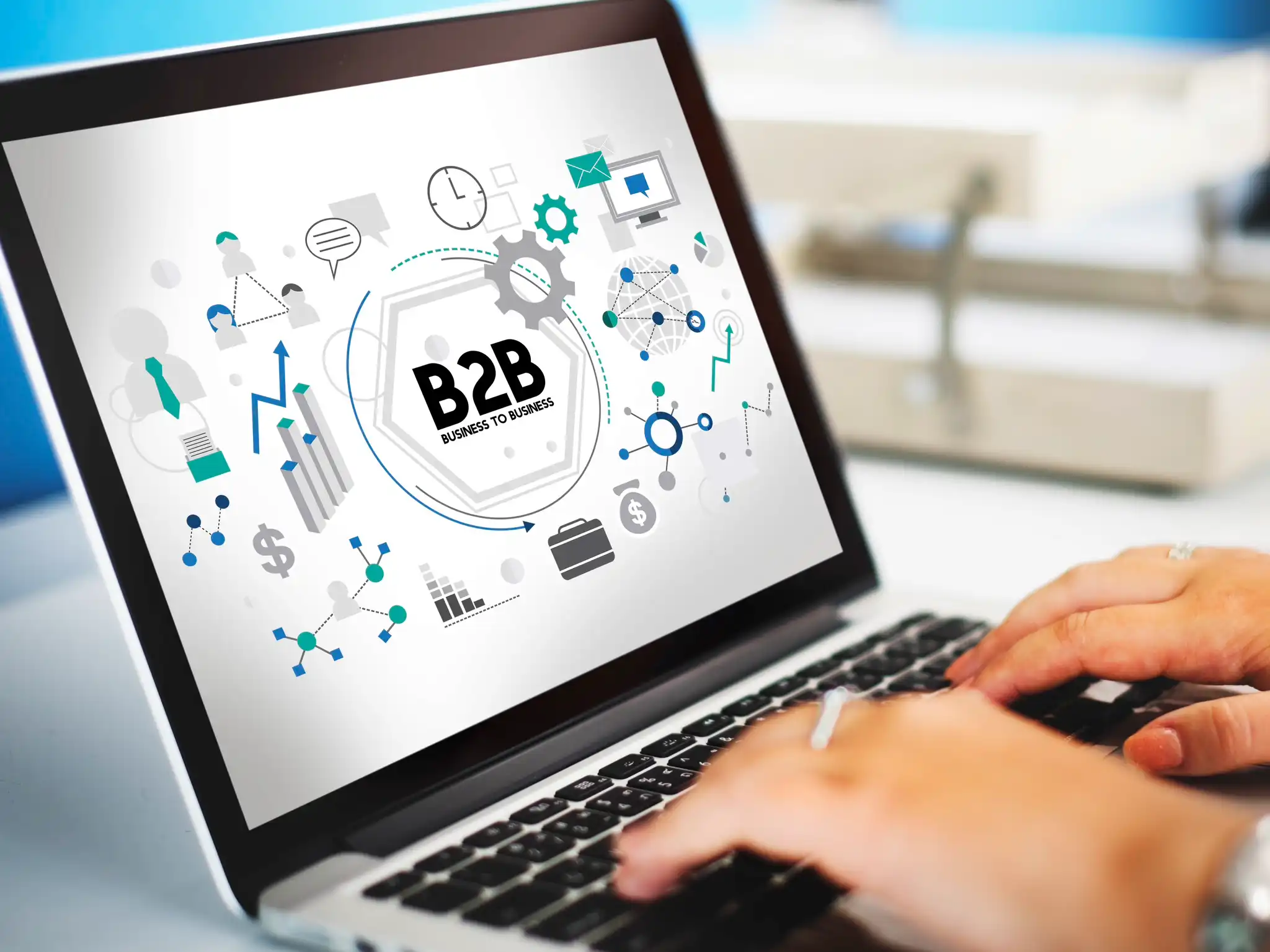 B2B business strategy on laptop