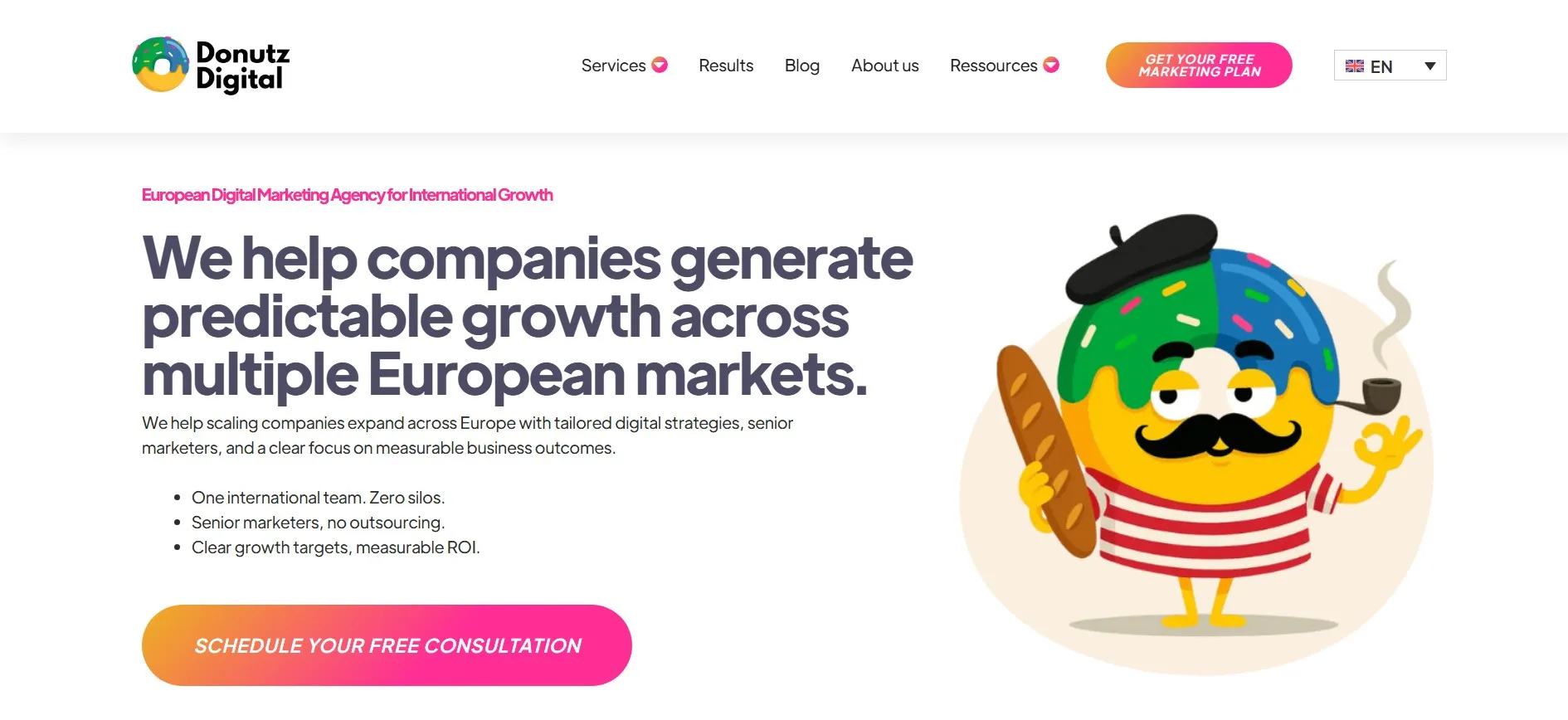 Donutz Digital scaling ROI across European markets.
