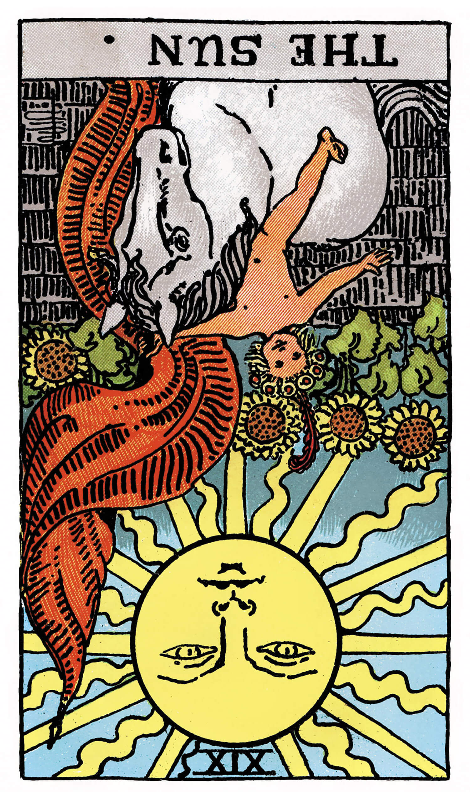 Image of The Sun reversed tarot card