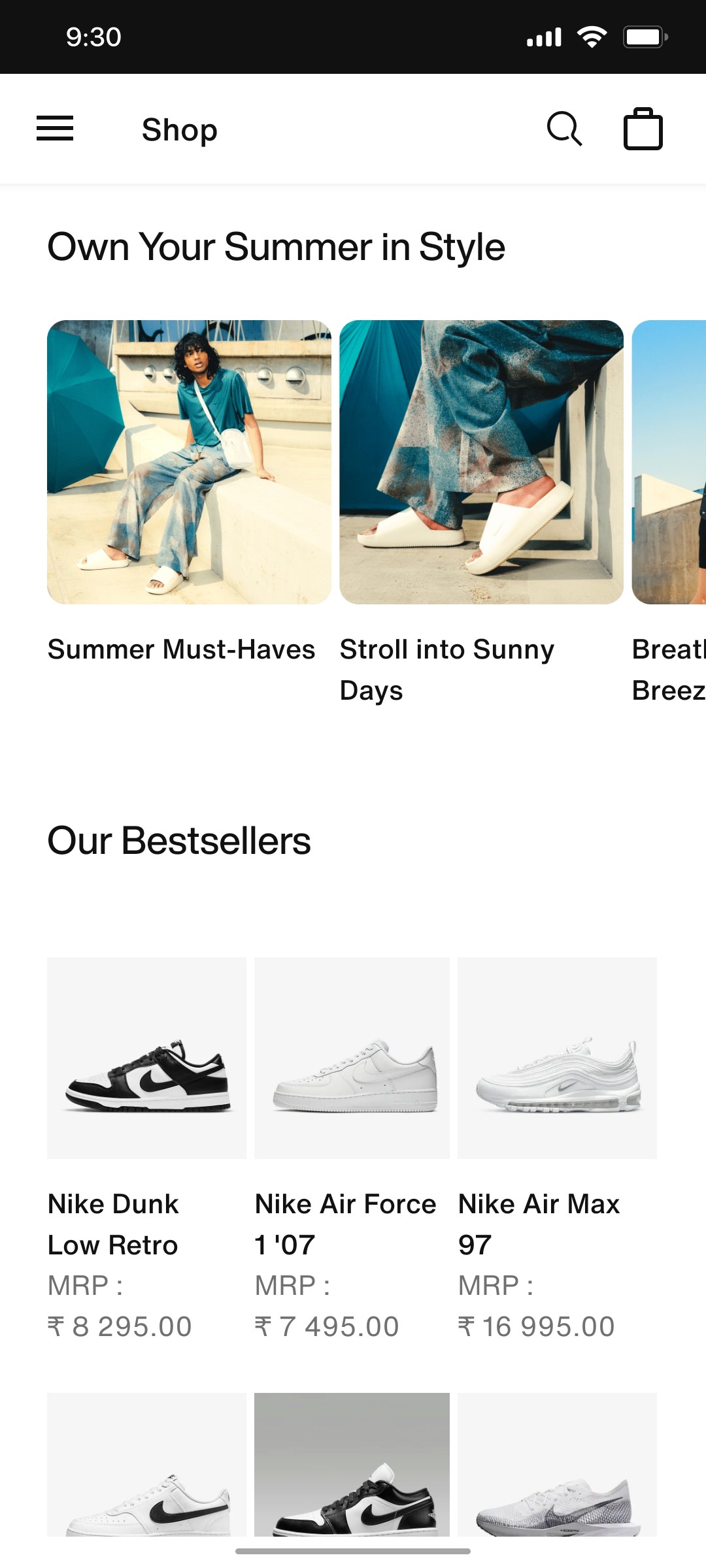 Nike App Own your Summer in Style Screen