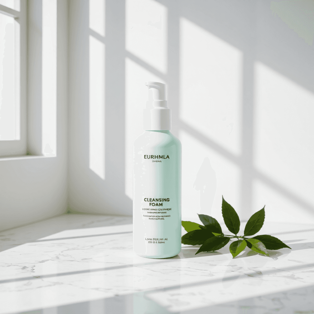 product photography of a bottle of cleansing foam