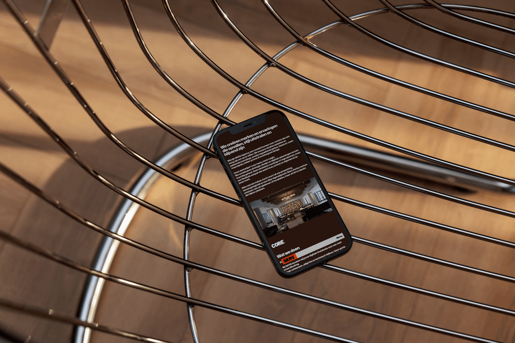 shot of a phone with a website