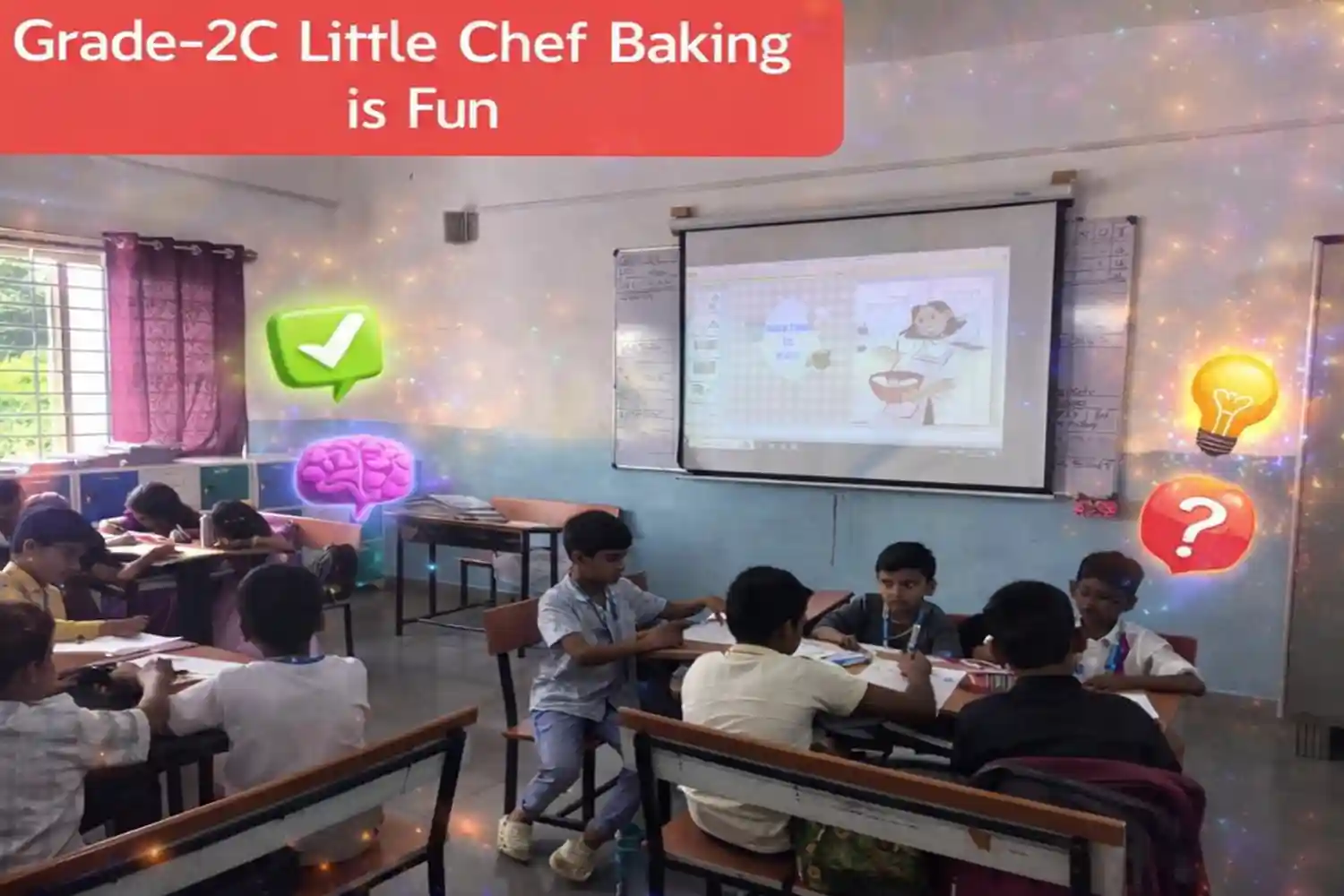 Students practicing problem-solving and creative thinking activities