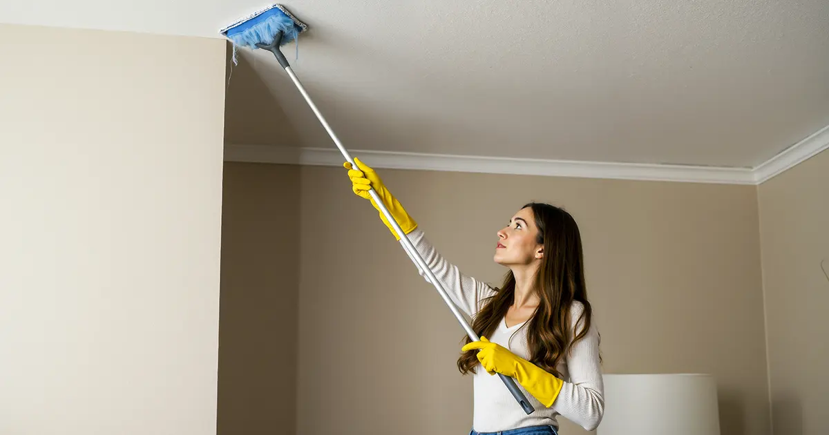 Illustrasjonsbilde av en kvinne som vasker taket.