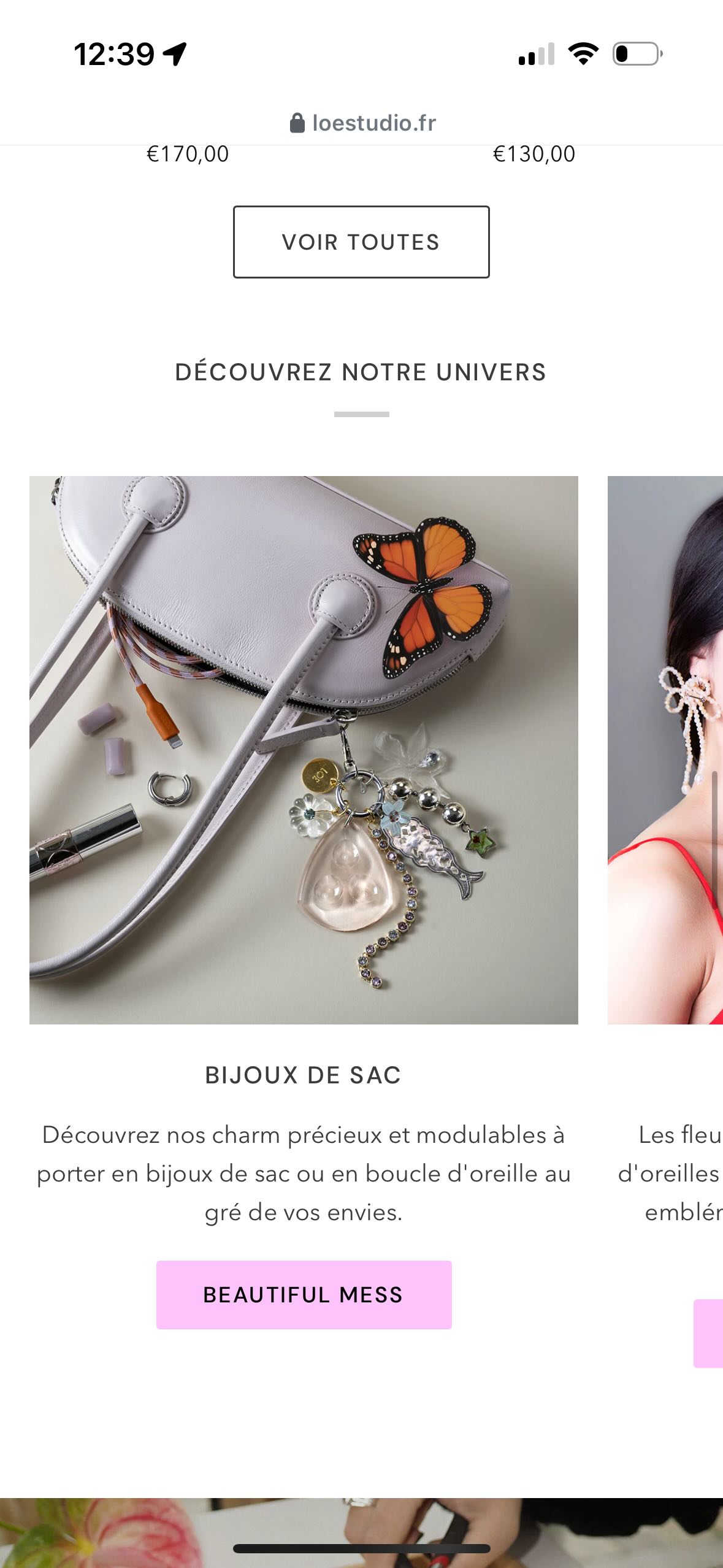 shooting photo bijoux fantaisie pour homepage de site e-commerce de marque
